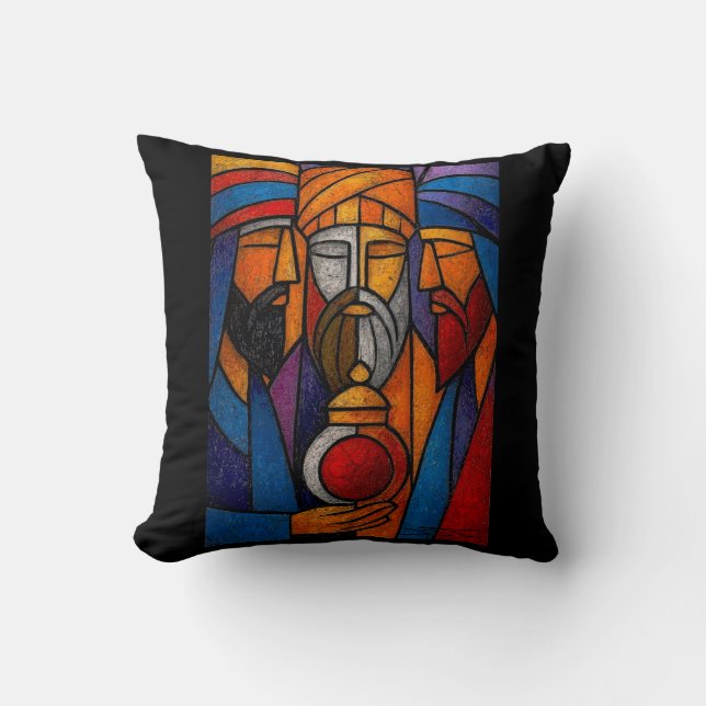 Coussin Modern Stained Glass Three Wise Men (Recto)
