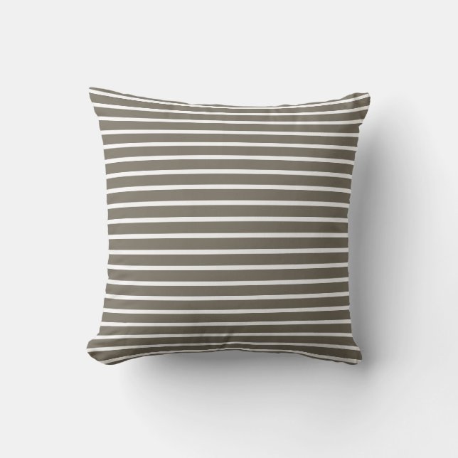 Coussin Modern Taupe & White Striped  (Recto)