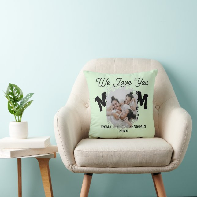 Coussin Modern We Love You Mom Collage photo (Chaise)