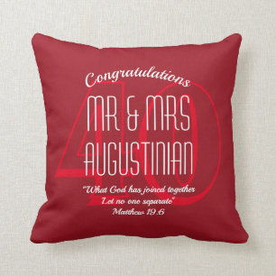 Coussin Moderne  40e anniversaire Mariage RUBY  chrétien