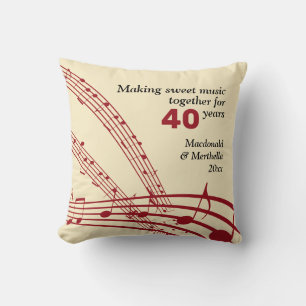 Coussin Moderne   40e Mariage RUBY   Notes de musique