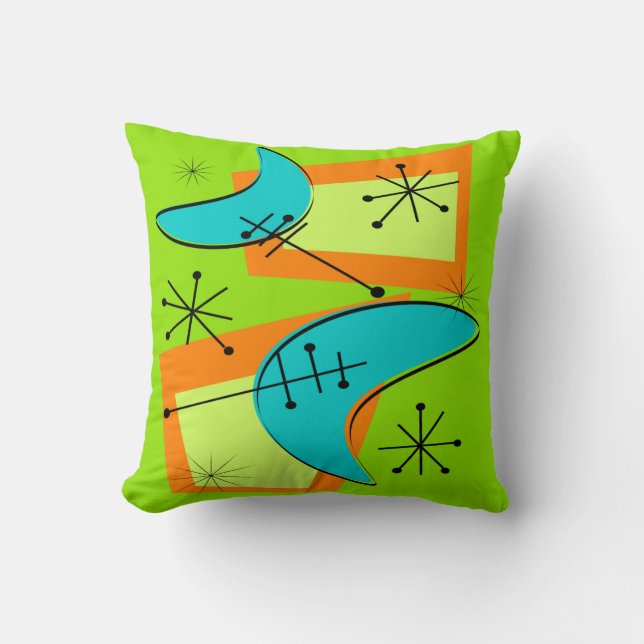 Coussin moderne 5 atomiques de la moitié du siècle (Recto)