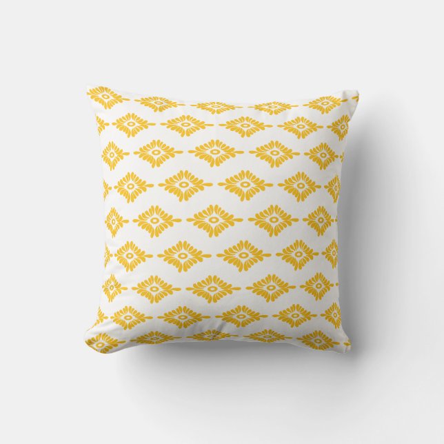 Coussin moderne à motifs floraux jaunes (Recto)