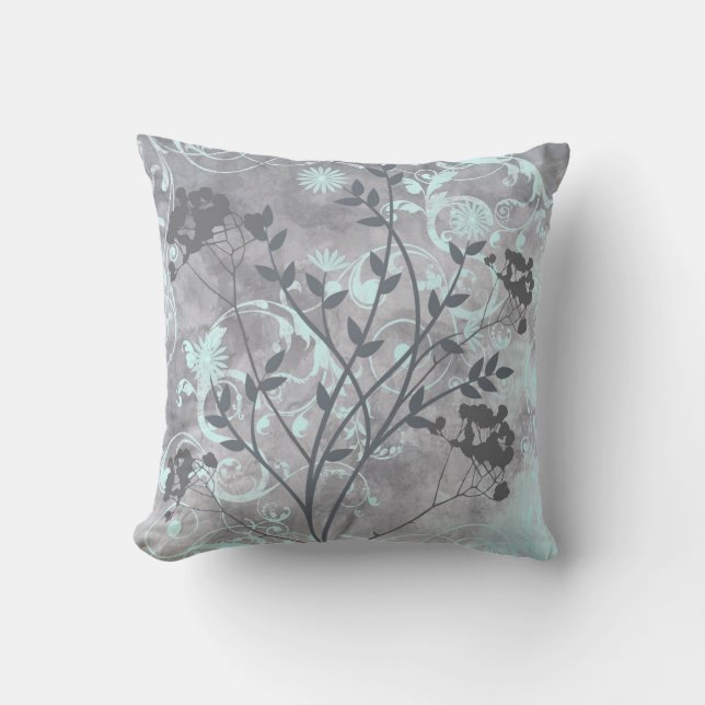 Coussin moderne à tourbillon gris clair (Recto)