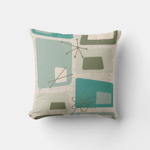 Coussin Moderne Abstrait de milieu de siècle 18 Vert, Gris