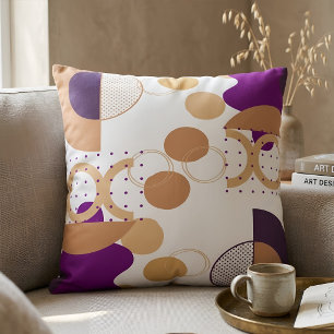 Coussin Moderne Abstrait Géométrique Violet et Ocre Bohème