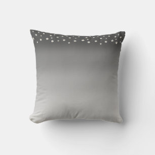 Coussin Moderne abstrait gris argenté dégradé et fleurs