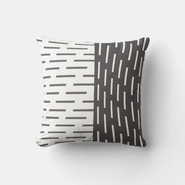 coussin moderne abstrait motif gris et blanc (Recto)