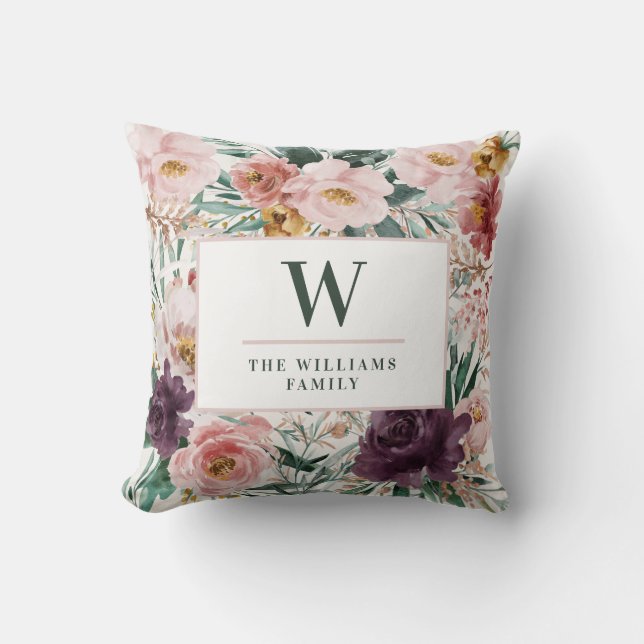 Coussin Moderne aquarelle fleurie élégante famille (Recto)