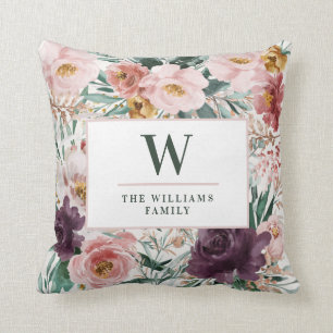 Coussin Moderne aquarelle fleurie élégante famille