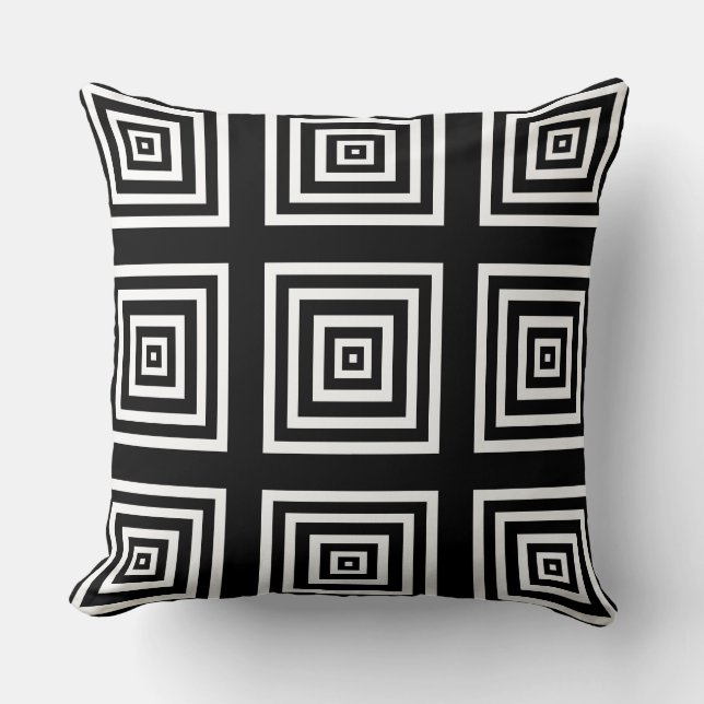 Coussin moderne blanc et noir géométrique (Recto)