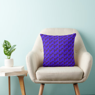 Coussin Moderne bleu royal et violet géométrique en zigzag
