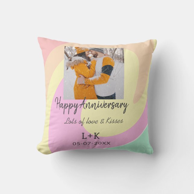 Coussin Moderne boho joyeux anniversaire ajouter nom date  (Recto)