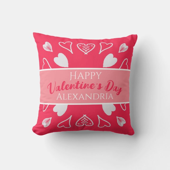 Coussin Moderne Bonne Saint Valentin Personnalisé (Recto)