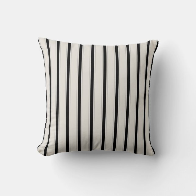 Coussin moderne chic noir et blanc rayures (Recto)