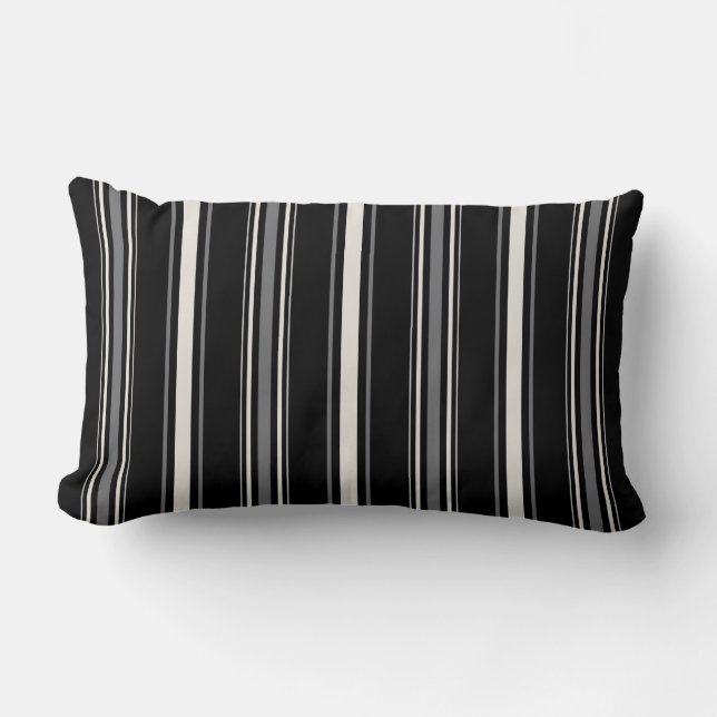 Coussin moderne chic noir et blanc rayures (Recto)