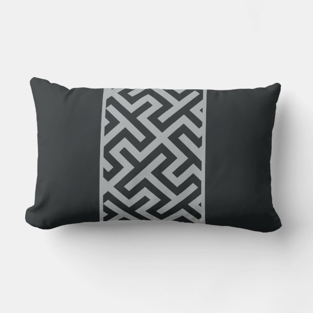 Coussin moderne chic noir gris géométrique (Recto)