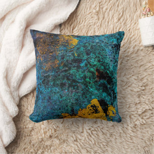 Coussin Moderne Cuivre Métallisé Bleu Vert Tendance