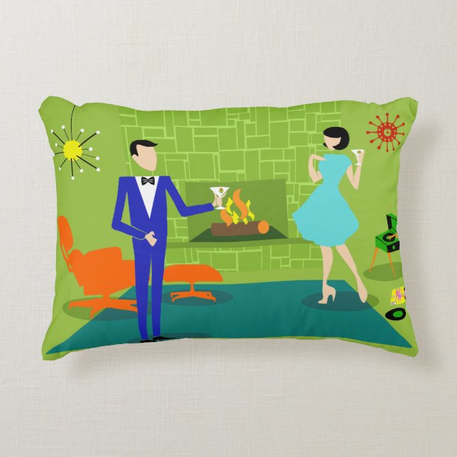 Coussin moderne d'accent de couples de la moitié (Devant)