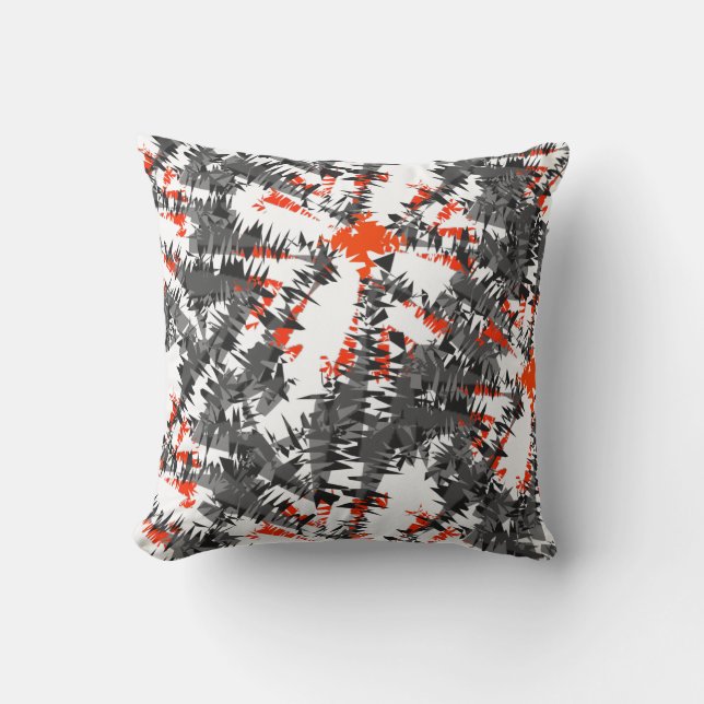 Coussin Moderne Design Ikat Abstrait Mélange gris orange (Recto)