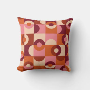 Coussin Moderne du milieu du siècle Demi-cercles Rose oran