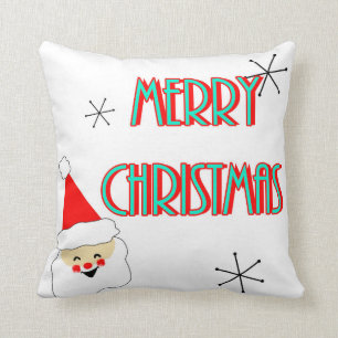 Coussin moderne du milieu du siècle santa claus joyeux noë