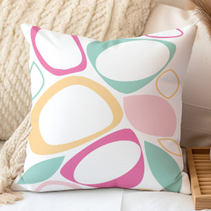 Coussin Moderne Elégant Aqua rose Jaune Motif Abstrait
