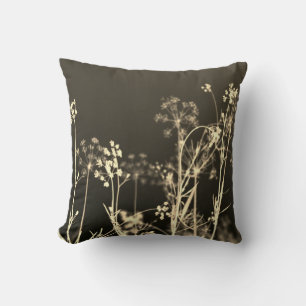 Coussin Moderne Elégant Beige Brown Floral Abstrait