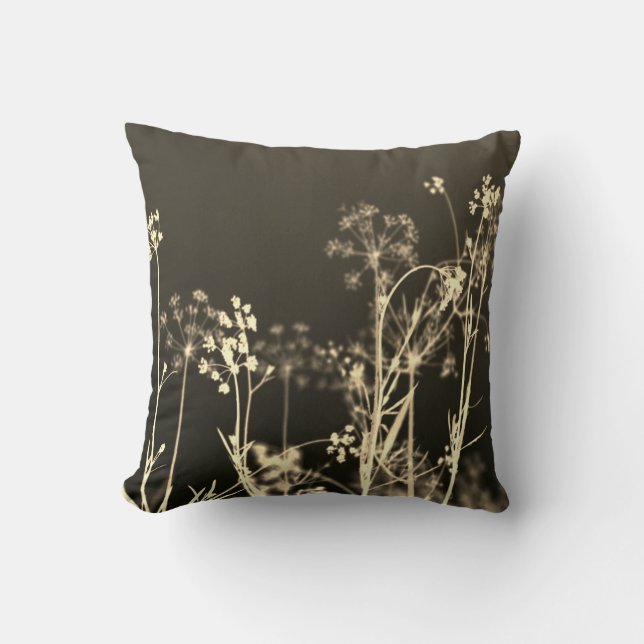 Coussin Moderne Elégant Beige Brown Floral Abstrait (Recto)