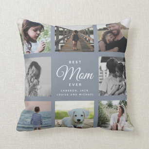 Coussin Moderne Elegant Best Mom Ever Family Photo Collage