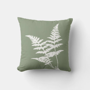 Coussin Moderne Elégant Blanc Ferne Sage Vert