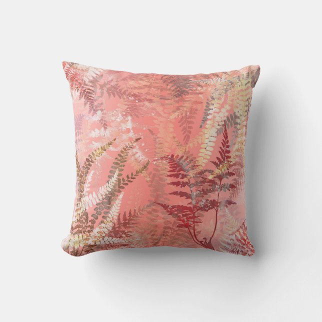Coussin Moderne Elégant Coral Rose Frond (Recto)
