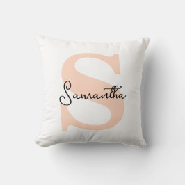 Coussin Moderne Elégant Personnalisé Monogramme rose initi