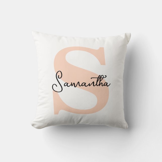 Coussin Moderne Elégant Personnalisé Monogramme rose initi (Recto)