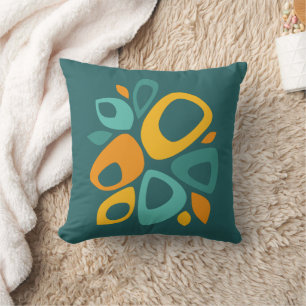 Coussin Moderne et élégant Turquoise Marigold Mustard Abst