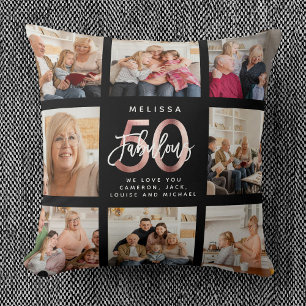 Coussin Moderne Fabuleux 50e anniversaire Photos Rose Gold