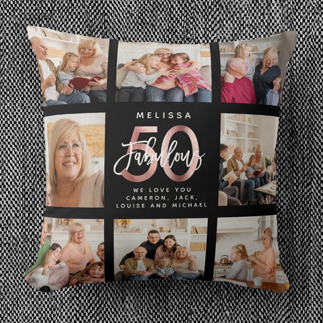 Coussin Moderne Fabuleux 50e anniversaire Photos Rose Gold (Créateur téléchargé)