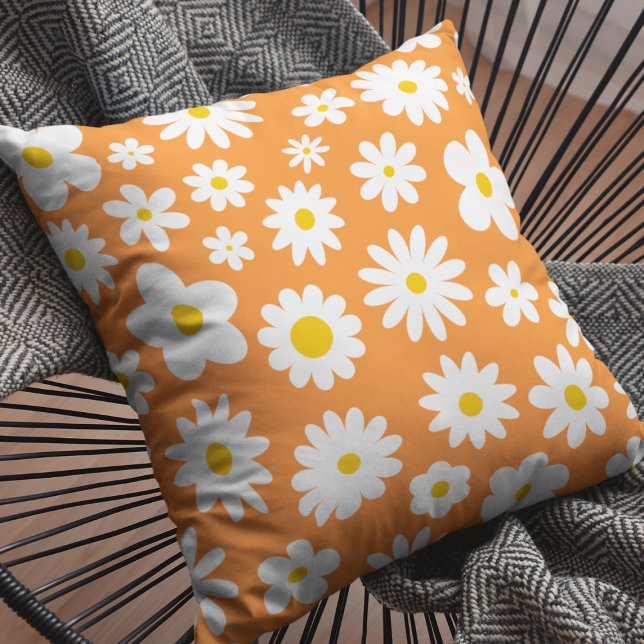 Coussin Moderne Flat Graphic Daisy Orange (Créateur téléchargé)