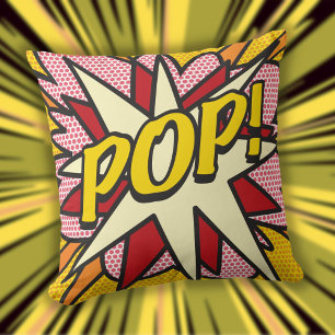 Coussin Moderne Fun Typographie Géométrique Comique POP