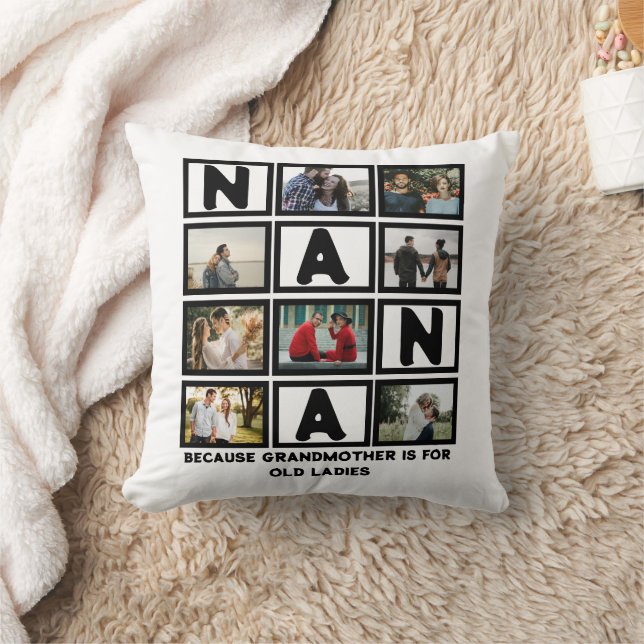 Coussin Moderne Funny Grand-mère Cute Nana 8 Photo Collage (Couverture)