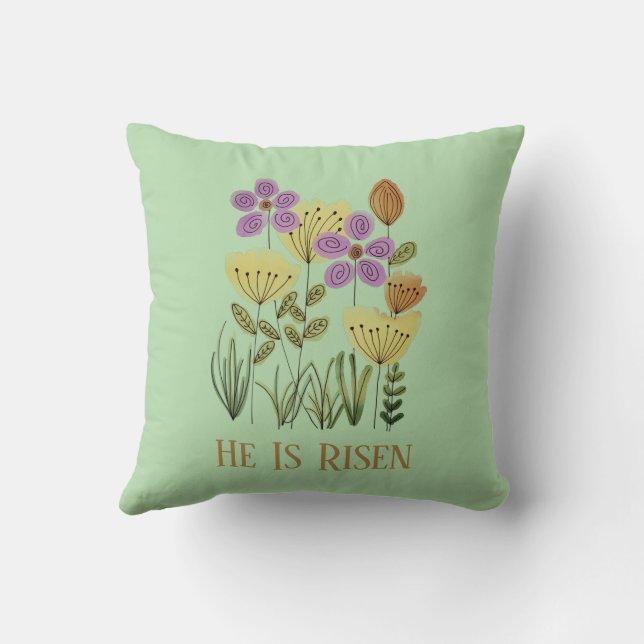 Coussin Moderne Il Est Ressuscité Pâques Floral (Verso)