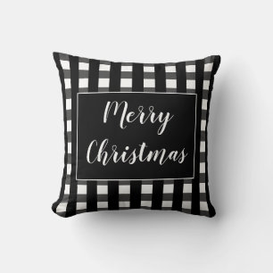 Coussin Moderne Joyeux Noël Chic Noir Et Blanc