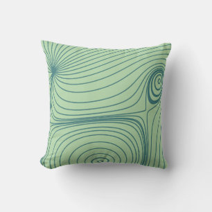 Coussin Moderne ligne art topographique bleu sarcelle psyc