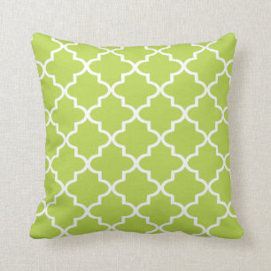 Coussin Moderne Lime Green et blanc Quatrefoil marocain