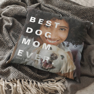 Coussin Moderne MEILLEURE MAMAN DE CHIEN JAMAIS Photo pers