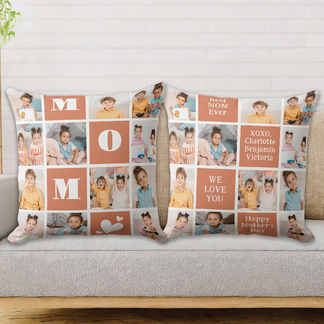 Coussin Moderne MOM Personnalisé Bloc 12 Photo Collage (Créateur téléchargé)