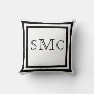 Coussin Moderne MONOGRAM noir blanc élégant script
