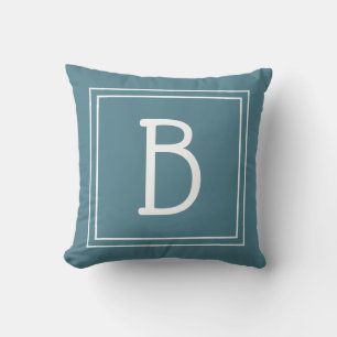 Coussin Moderne Monogramme de Famille Initiale Turquoise M