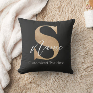 Coussin Moderne Monogramme Initiale S & Nom Personnalisé