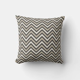 Coussin Moderne motif chevron noir blanc taupe
